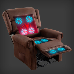 Sillón relax elevador Wengué con tecnología japonesa de masaje shiatsu.